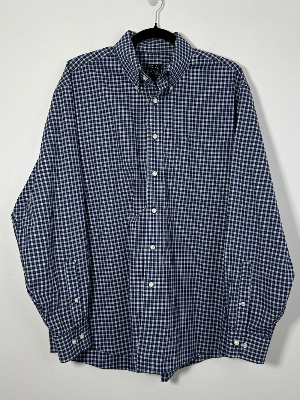Jos. A. Bank Executive Collection Men’s Large Blue Plaid Button Down 100% Cotton